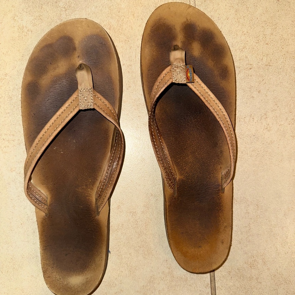 Rainbow Leather Flip Flops